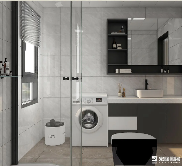 GA黄金甲TPGR84002 瓦莱特灰+TG60175P地砖效果图